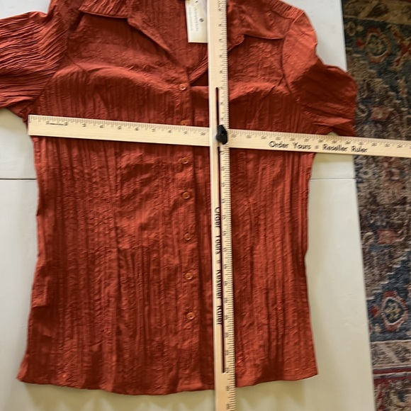 Christopher & Banks size med rust color button down, top three-quarter sleeve - Picture 13 of 15